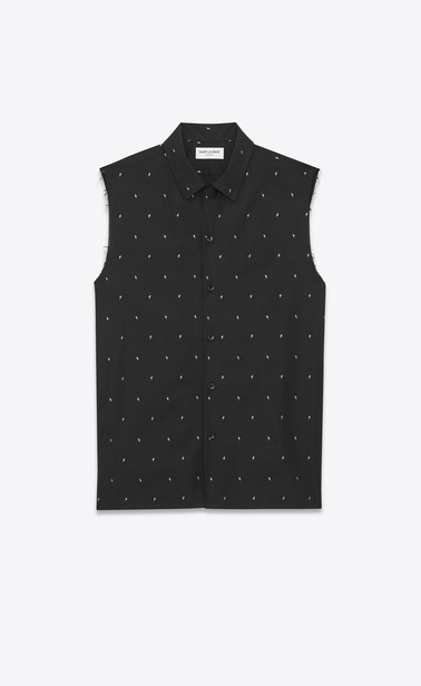 Cotton shirt with lamé mini lightning bolt